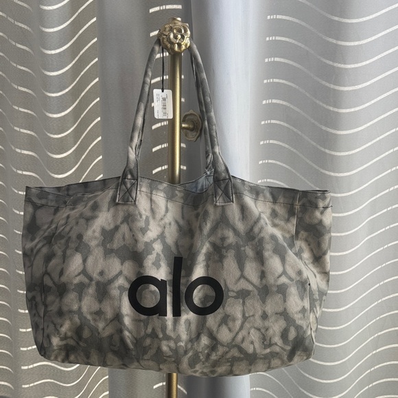 ALO Gray Patterned Tote Bag with Black Logo (New) - Picture 2 of 6